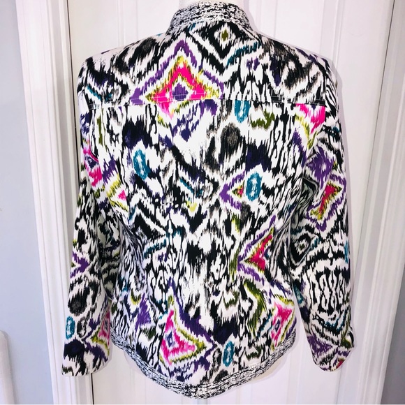 Silk Land collection blazer women’s Sz S multicolor ling sleeve 100% cotton - Picture 4 of 11